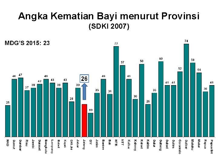 Angka Kematian Bayi menurut Provinsi (SDKI 2007) 