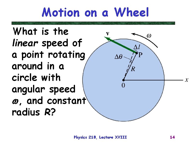 Motion on a Wheel What is the linear speed of a point rotating around