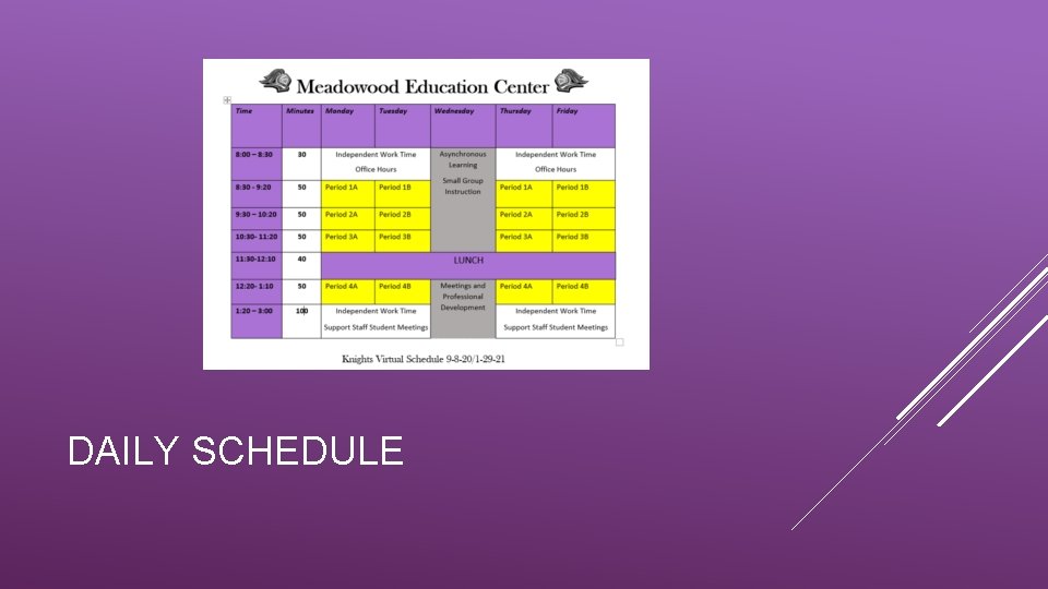 DAILY SCHEDULE 