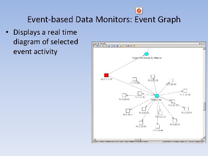 Event-based Data Monitors: Event Graph • Displays a real time diagram of selected event Event-based Data Monitors: Event Graph • Displays a real time diagram of selected event