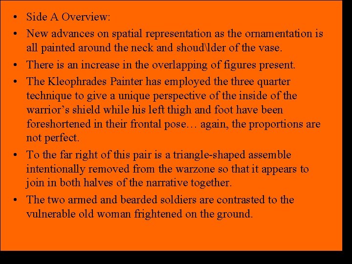  • Side A Overview: • New advances on spatial representation as the ornamentation