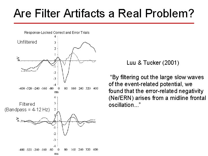 Are Filter Artifacts a Real Problem? Response-Locked Correct and Error Trials Unfiltered Luu &