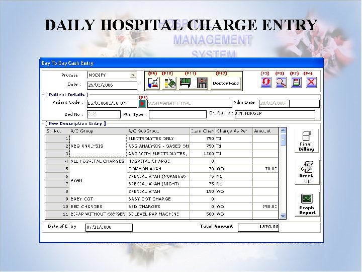 DAILY HOSPITAL CHARGE ENTRY 