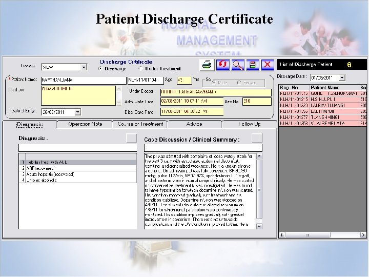 Patient Discharge Certificate 