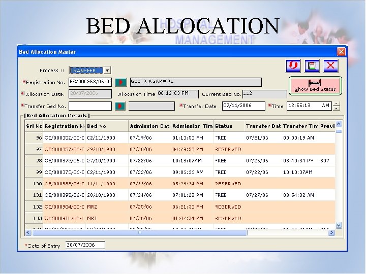 BED ALLOCATION 