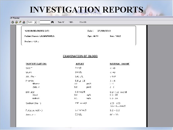 INVESTIGATION REPORTS 