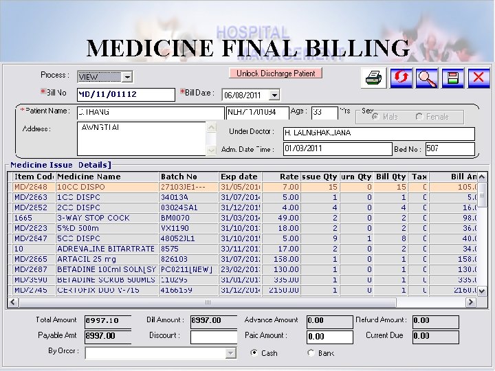 MEDICINE FINAL BILLING 