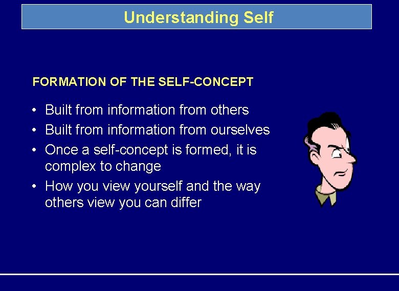 Understanding Self FORMATION OF THE SELF-CONCEPT • Built from information from others • Built Understanding Self FORMATION OF THE SELF-CONCEPT • Built from information from others • Built
