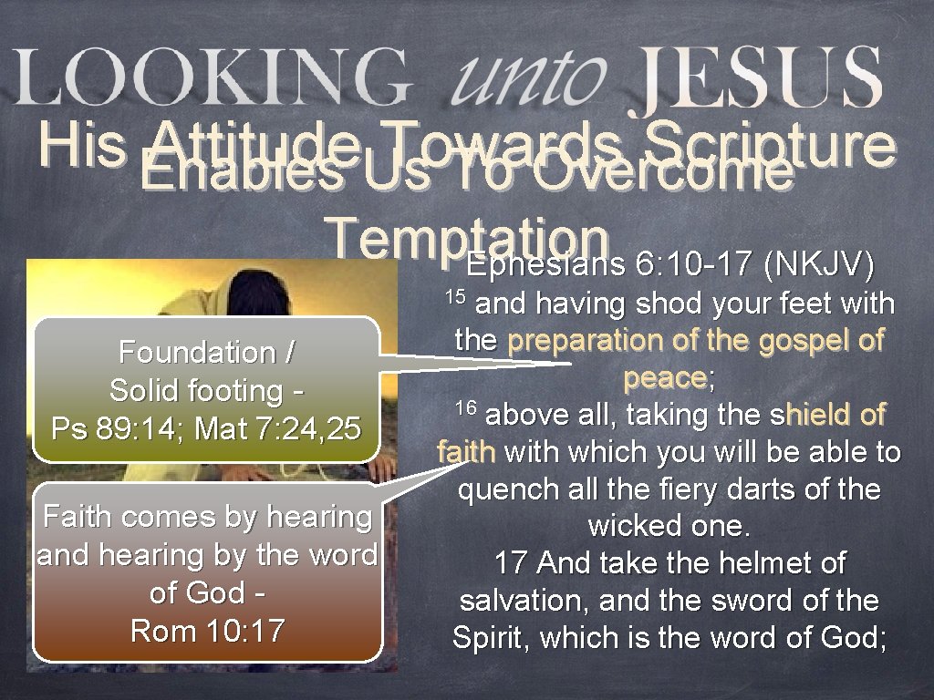 His Enables Attitude. Us Towards Scripture To Overcome Temptation Ephesians 6: 10 -17 (NKJV)