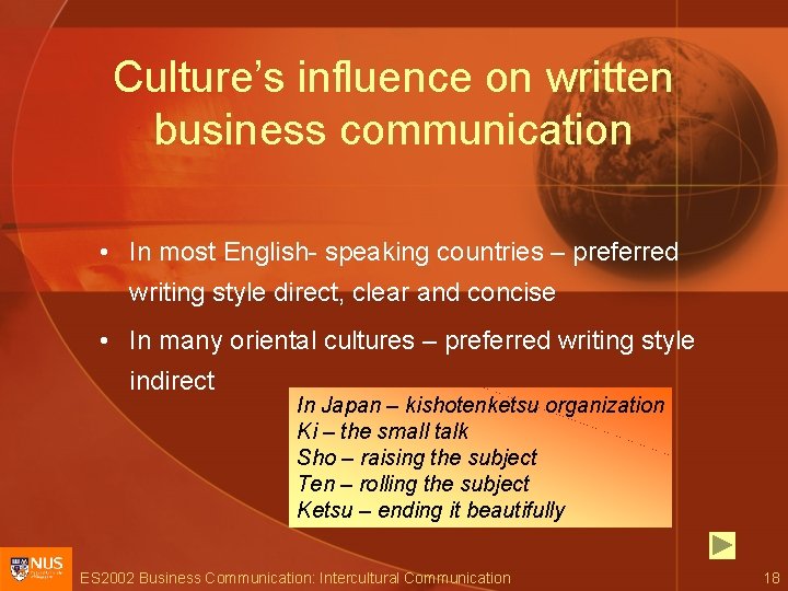 Culture’s influence on written business communication • In most English- speaking countries – preferred