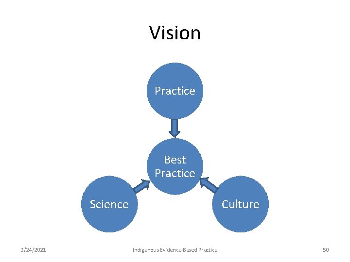 Vision Practice Best Practice Science 2/24/2021 Culture Indigenous Evidence-Based Practice 50 