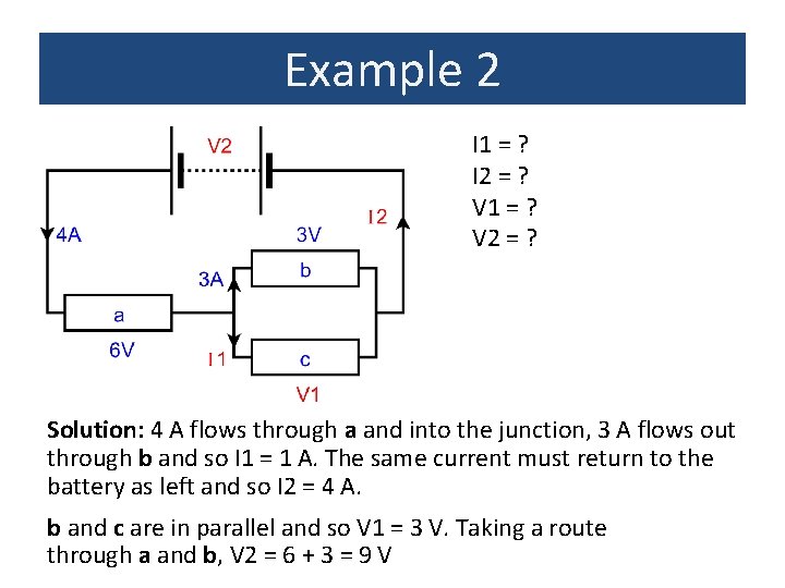 Example 2 I 1 = ? I 2 = ? V 1 = ?