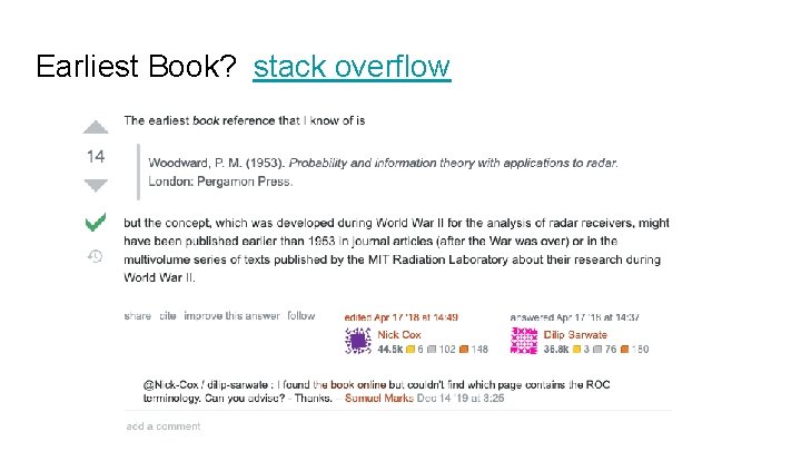 Earliest Book? stack overflow 