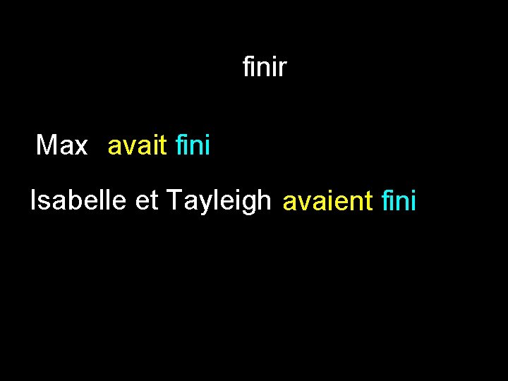 finir Max avait fini Isabelle et Tayleigh avaient fini 