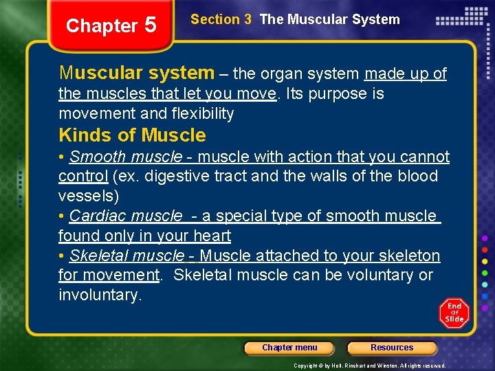 Chapter 5 Section 3 The Muscular System Objectives