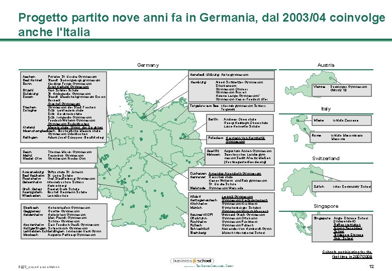 Progetto partito nove anni fa in Germania, dal 2003/04 coinvolge anche l'Italia Germany Aachen: