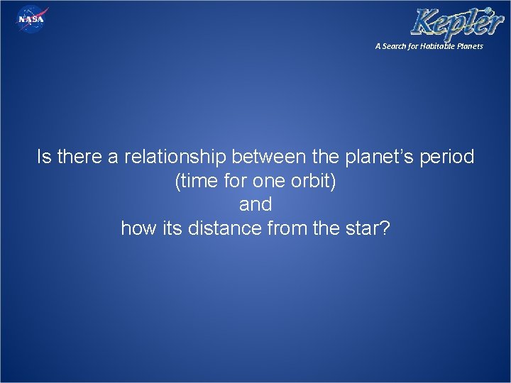 A Search for Habitable Planets Is there a relationship between the planet’s period (time