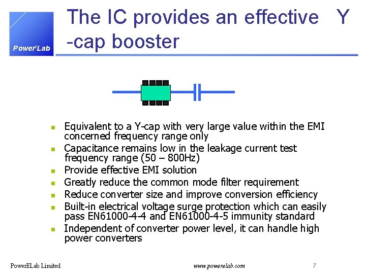 The IC provides an effective Y -cap booster Powere. Lab n n n n