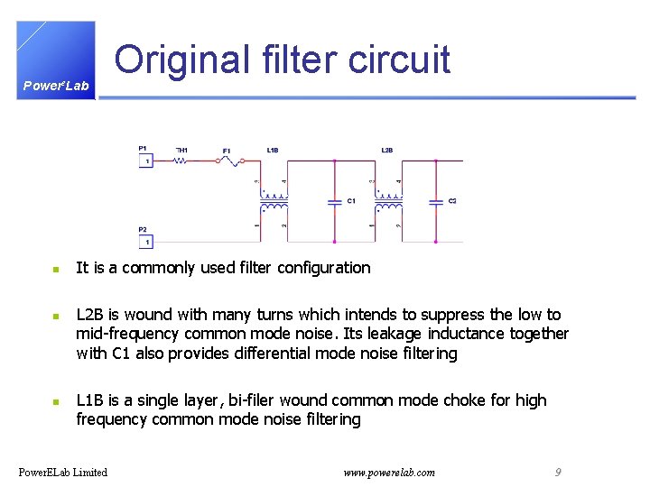Powere. Lab n n n Original filter circuit It is a commonly used filter