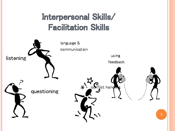 Interpersonal Skills/ Facilitation Skills language & communication using feedback listening questioning conflict handling 2