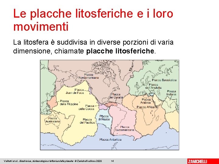 Le placche litosferiche e i loro movimenti La litosfera è suddivisa in diverse porzioni