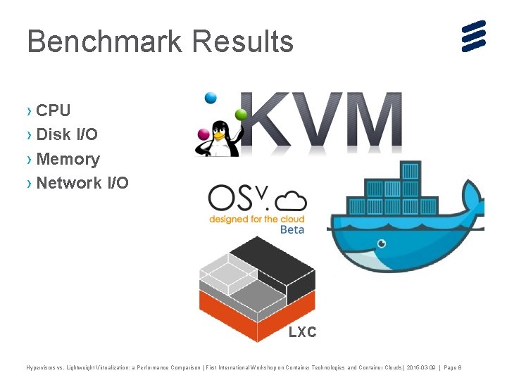 Benchmark Results › CPU › Disk I/O › Memory › Network I/O LXC Hypervisors