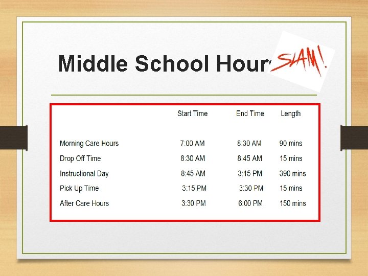  Middle School Hours 