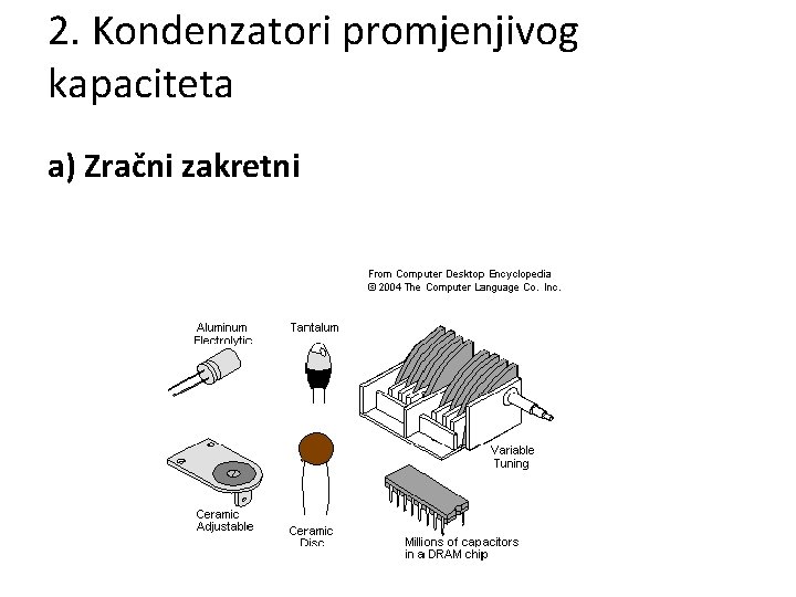 2. Kondenzatori promjenjivog kapaciteta a) Zračni zakretni 