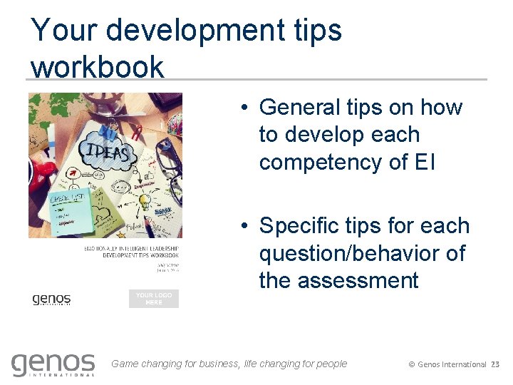 Your development tips workbook • General tips on how to develop each competency of