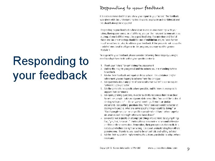 Responding to your feedback 