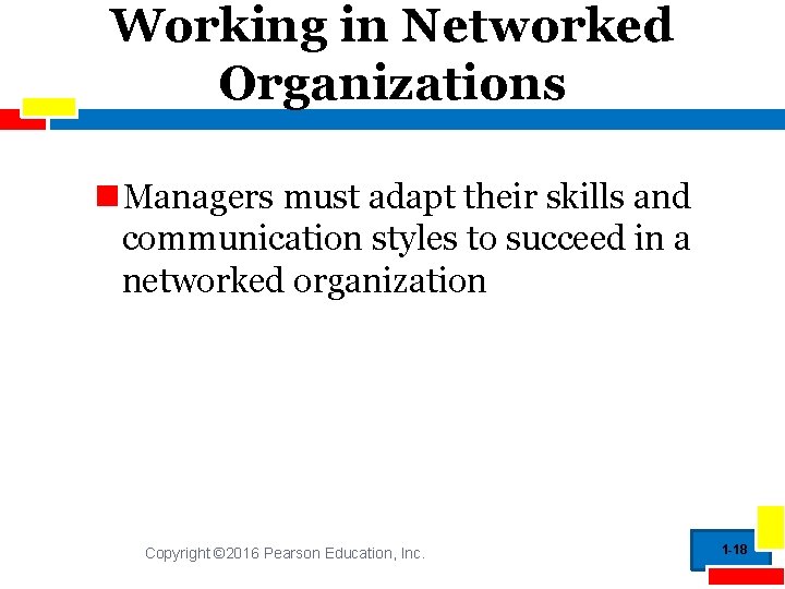 Working in Networked Organizations Managers must adapt their skills and communication styles to succeed