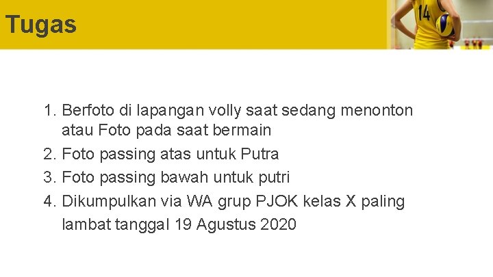 Tugas 1. Berfoto di lapangan volly saat sedang menonton atau Foto pada saat bermain