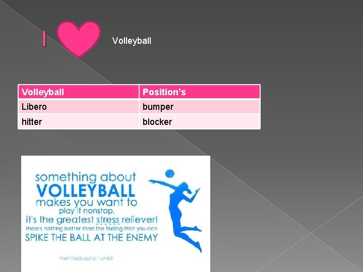 I Volleyball Position’s Libero bumper hitter blocker 