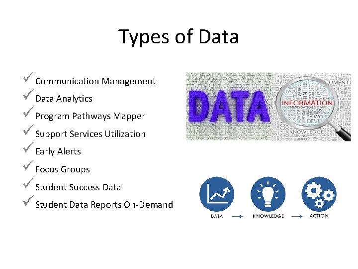 Types of Data ü Communication Management ü Data Analytics ü Program Pathways Mapper ü