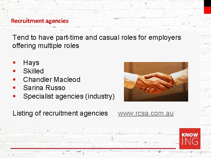 Swinburne Recruitment agencies Tend to have part-time and casual roles for employers offering multiple