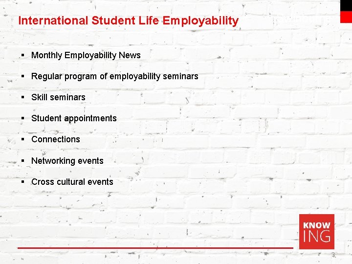 International Student Life Employability Swinburne § Monthly Employability News § Regular program of employability