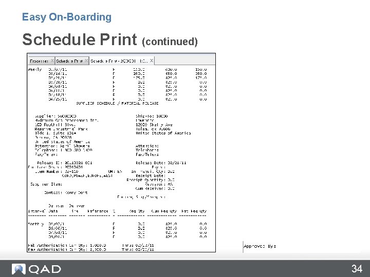 Easy On-Boarding Schedule Print (continued) 34 
