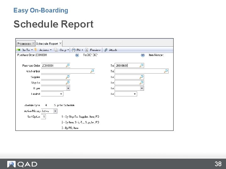 Easy On-Boarding Schedule Report 38 