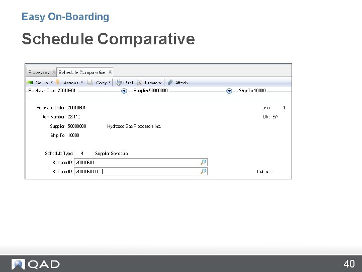 Easy On-Boarding Schedule Comparative 40 
