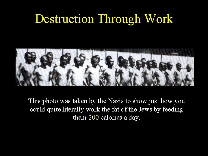 Destruction Through Work This photo was taken by the Nazis to show just how