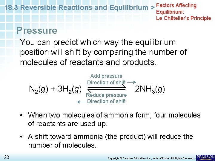 18. 3 Reversible Reactions and Equilibrium > Factors Affecting Equilibrium: Le Châtelier’s Principle Pressure