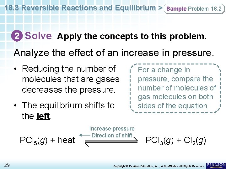 18. 3 Reversible Reactions and Equilibrium > Sample Problem 18. 2 2 Solve Apply