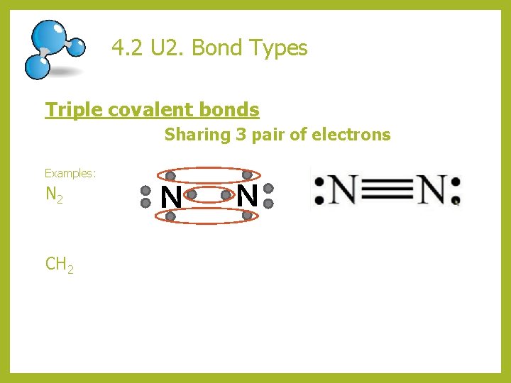 4. 2 U 2. Bond Types Triple covalent bonds Sharing 3 pair of electrons