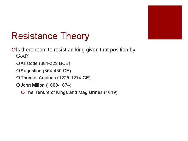 Resistance Theory ¡Is there room to resist an king given that position by God?