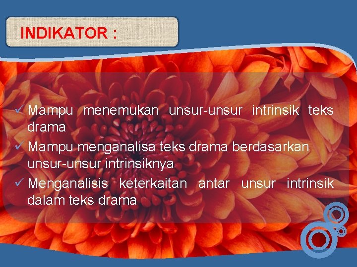 INDIKATOR : ü Mampu menemukan unsur-unsur intrinsik teks drama ü Mampu menganalisa teks drama