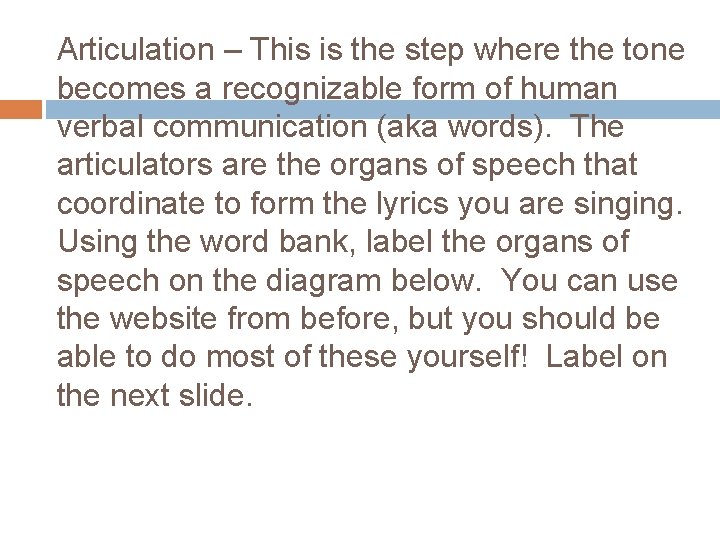 Articulation – This is the step where the tone becomes a recognizable form of