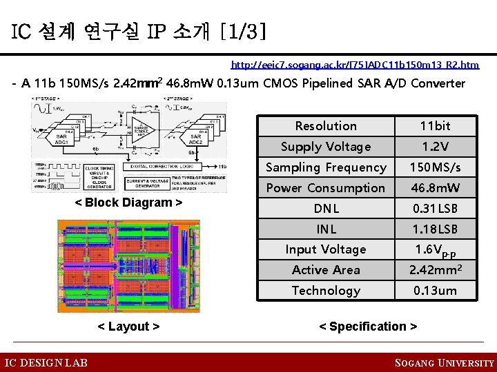 http: //eeic 7. sogang. ac. kr/[75]ADC 11 b 150 m 13_R 2. htm -