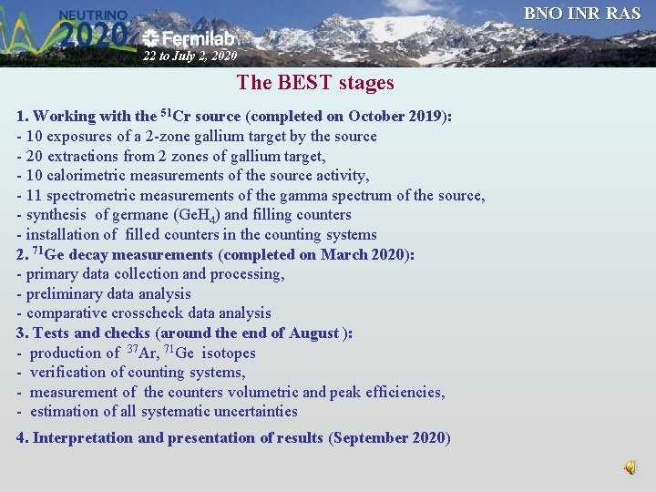 BNO INR RAS 22 to July 2, 2020 The BEST stages 1. Working with