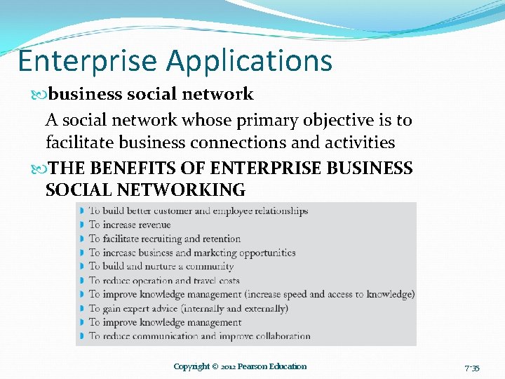 Enterprise Applications business social network A social network whose primary objective is to facilitate