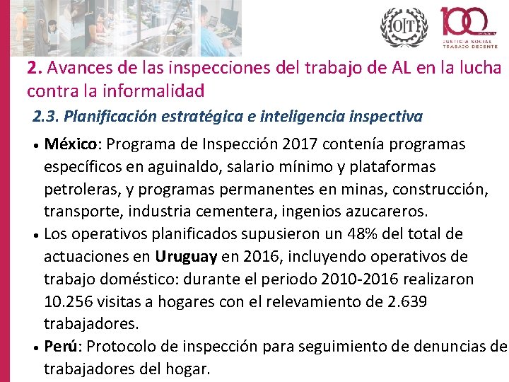 2. Avances de las inspecciones del trabajo de AL en la lucha contra la